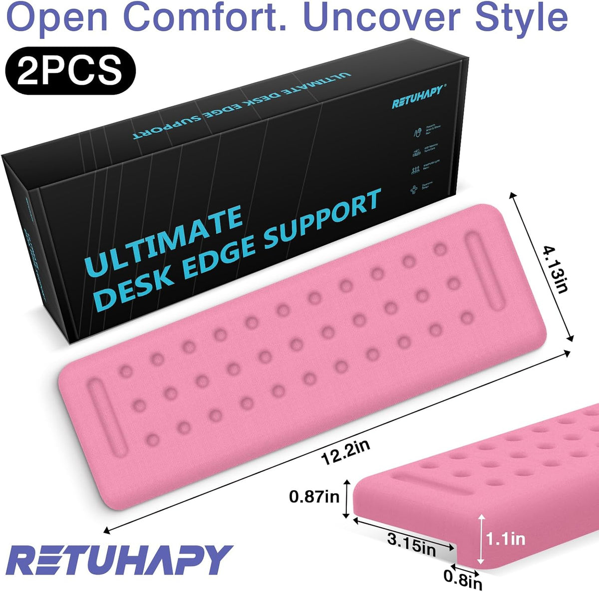L-Shaped Desk Edge Cushion, 2 PCS Elbow Rest for Desk, Pink