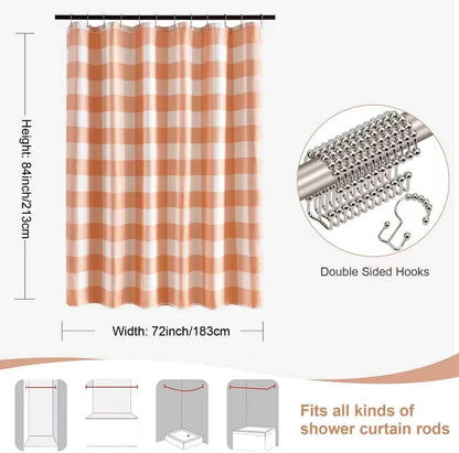 3 in 1 Waffle Shower Curtain and Liner Set 72x84 Peach and White