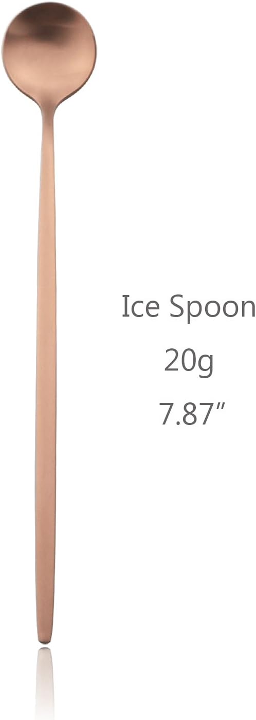 6-Pieces 7.87-inch Iced Tea Spoons With Long Handles, 18/0 Stainless Steel Ice Cream Coffee Dessert Spoon or Stirring Spoon Multipurpose Tea Spoon Set For Sundae, Cocktails