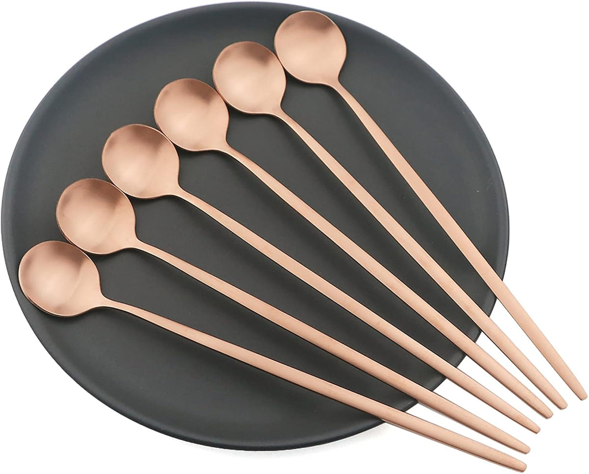 6-Pieces 7.87-inch Iced Tea Spoons With Long Handles, 18/0 Stainless Steel Ice Cream Coffee Dessert Spoon or Stirring Spoon Multipurpose Tea Spoon Set For Sundae, Cocktails