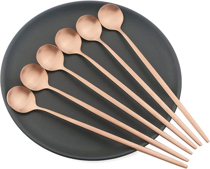 6-Pieces 7.87-inch Iced Tea Spoons With Long Handles, 18/0 Stainless Steel Ice Cream Coffee Dessert Spoon or Stirring Spoon Multipurpose Tea Spoon Set For Sundae, Cocktails