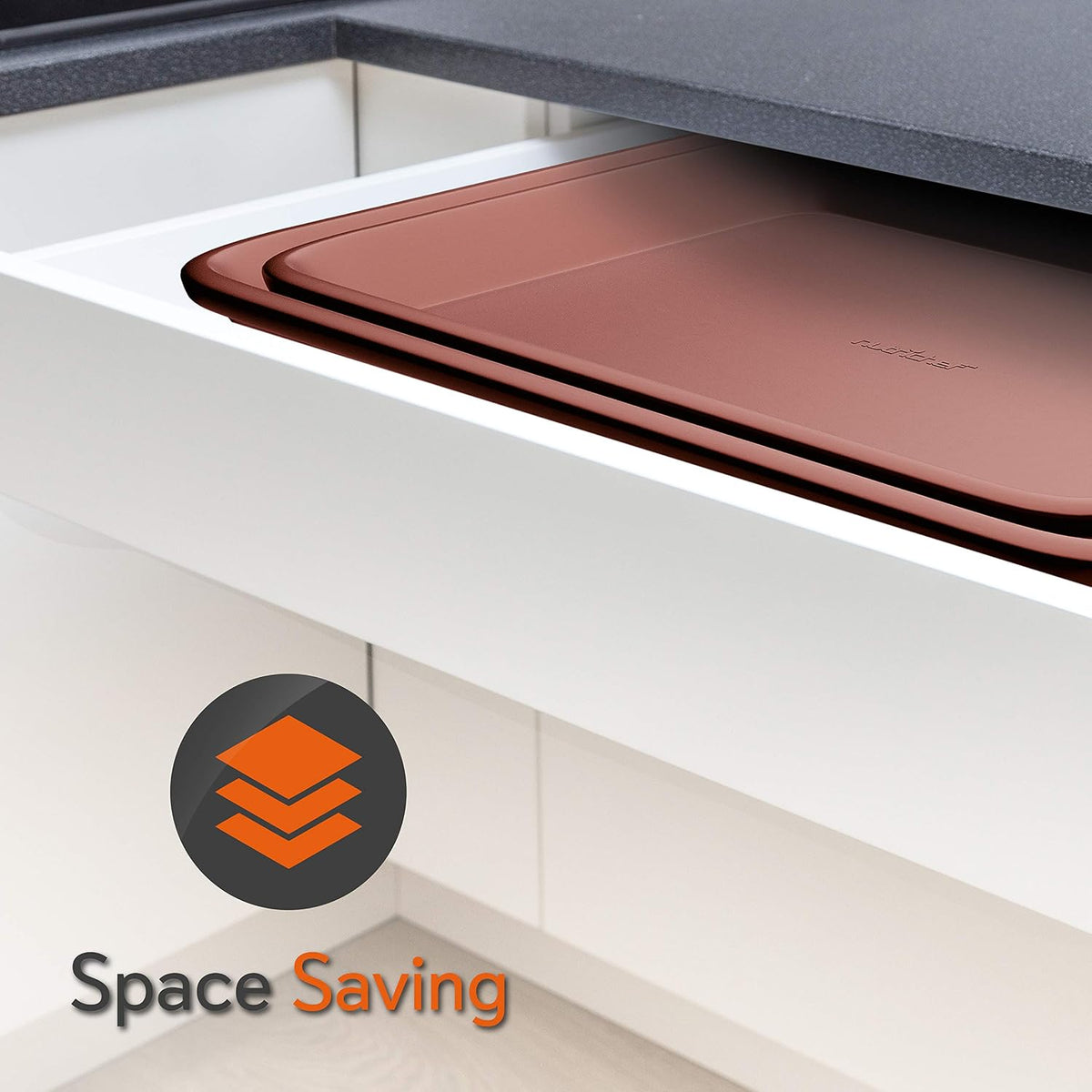 NutriChef Nonstick Cookie Sheet Baking Pan - 2pc Large & Medium Metal Oven Baking Tray, Professional Quality Kitchen Cooking Non-Stick Bake Trays w/ Rimmed Borders, Rose Gold