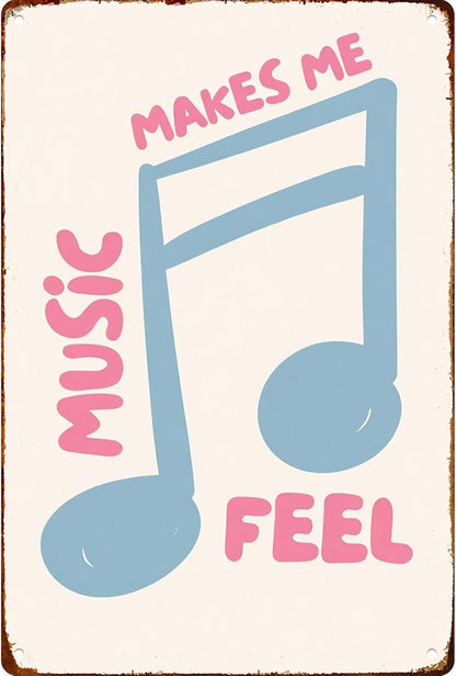 Music Signs Pastel Pink And Baby Blue Metal Sign Trendy Retro Aesthetic Coquette Girly Dorm 8*12 Inch Posters For Home Office Kitchen Garage Man Cave Wall Decor As A Focal Point That Attracts Attention Artwork