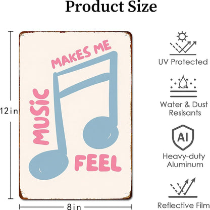 Music Signs Pastel Pink And Baby Blue Metal Sign Trendy Retro Aesthetic Coquette Girly Dorm 8*12 Inch Posters For Home Office Kitchen Garage Man Cave Wall Decor As A Focal Point That Attracts Attention Artwork
