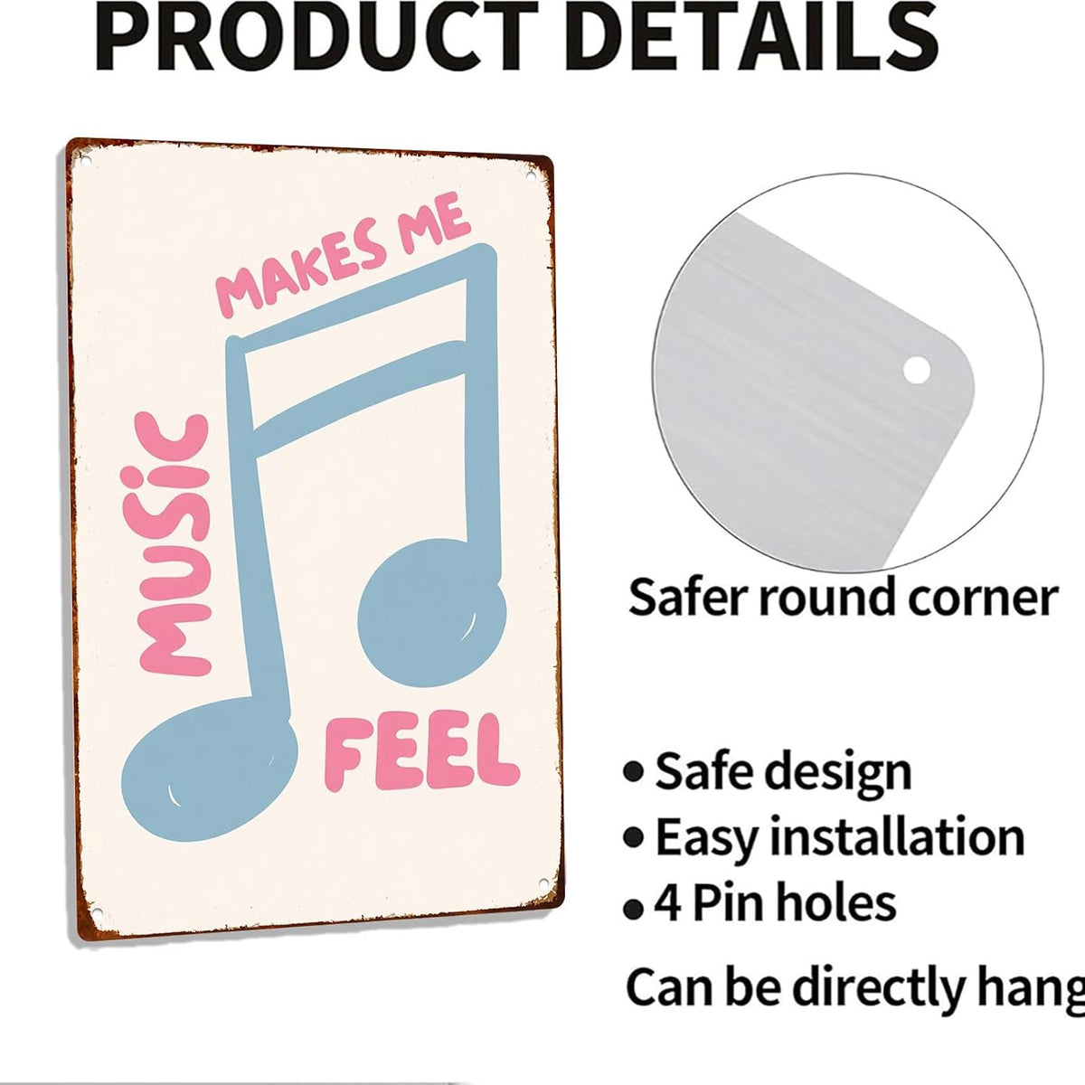 Music Signs Pastel Pink And Baby Blue Metal Sign Trendy Retro Aesthetic Coquette Girly Dorm 8*12 Inch Posters For Home Office Kitchen Garage Man Cave Wall Decor As A Focal Point That Attracts Attention Artwork