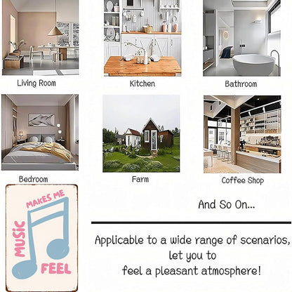 Music Signs Pastel Pink And Baby Blue Metal Sign Trendy Retro Aesthetic Coquette Girly Dorm 8*12 Inch Posters For Home Office Kitchen Garage Man Cave Wall Decor As A Focal Point That Attracts Attention Artwork
