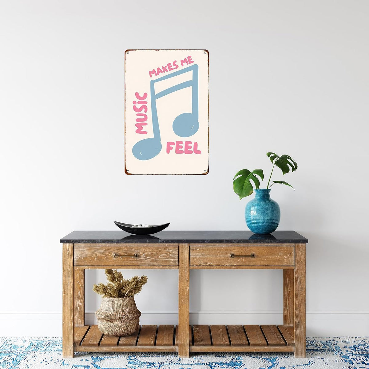 Music Signs Pastel Pink And Baby Blue Metal Sign Trendy Retro Aesthetic Coquette Girly Dorm 8*12 Inch Posters For Home Office Kitchen Garage Man Cave Wall Decor As A Focal Point That Attracts Attention Artwork