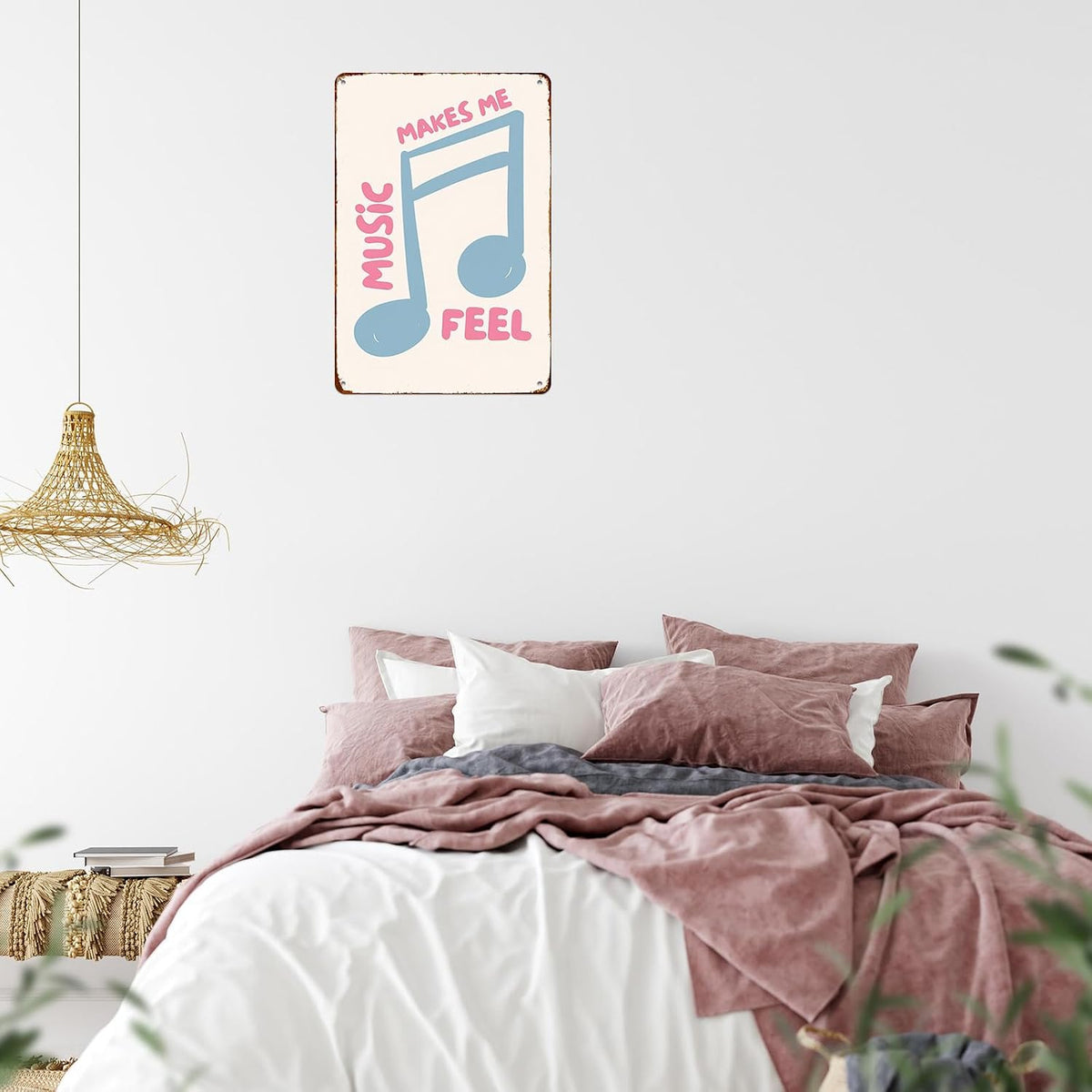 Music Signs Pastel Pink And Baby Blue Metal Sign Trendy Retro Aesthetic Coquette Girly Dorm 8*12 Inch Posters For Home Office Kitchen Garage Man Cave Wall Decor As A Focal Point That Attracts Attention Artwork