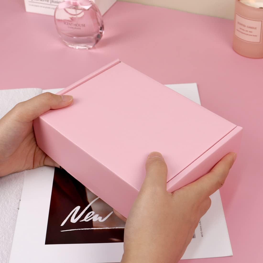 10x8x2 In Pink Shipping Boxes Medium, Pack of 30 Corrugated Mailer Boxes for Packaging Small Business