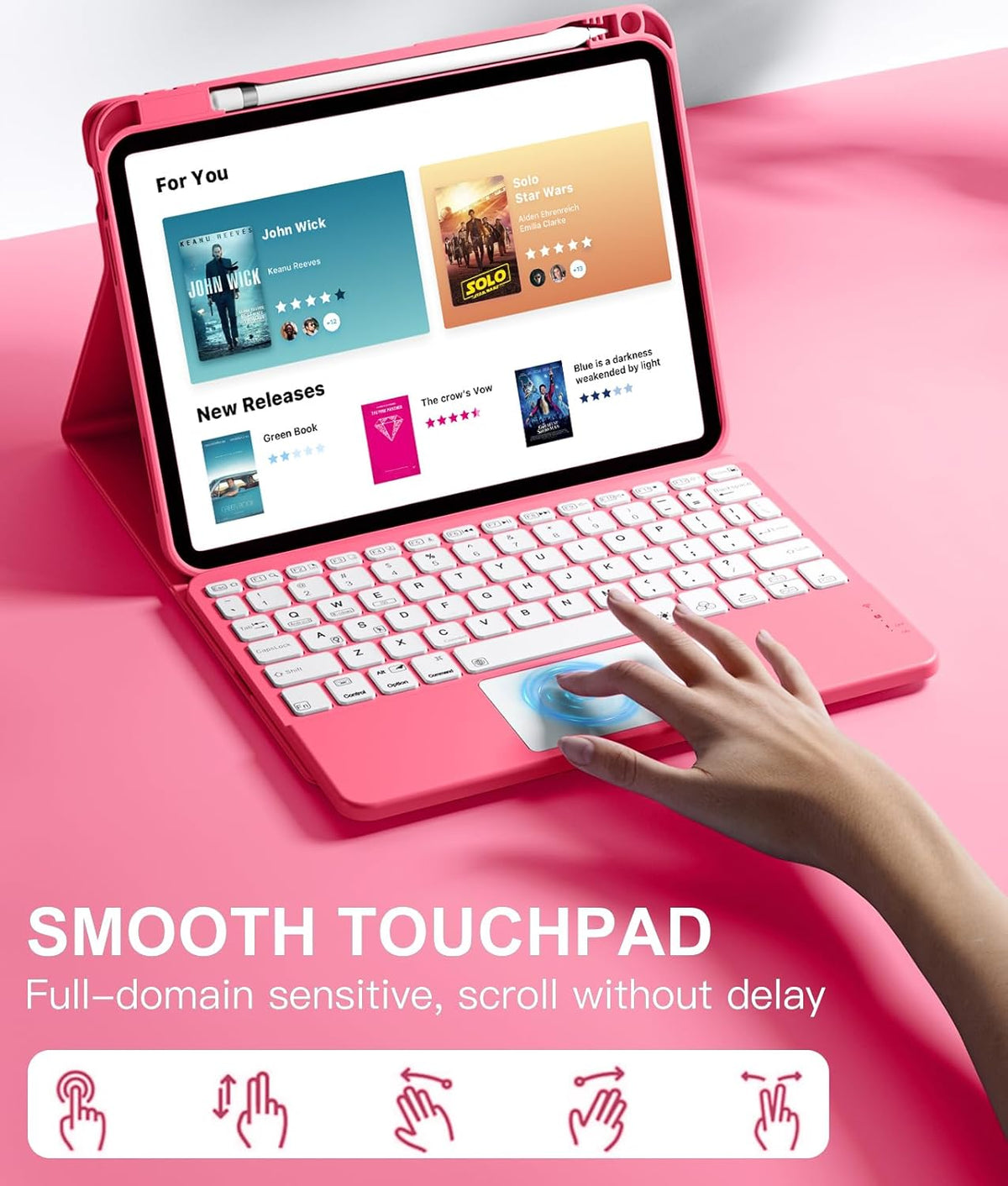 Harvopu for iPad A16 11th/10th Generation Case with Keyboard, Folio Cover