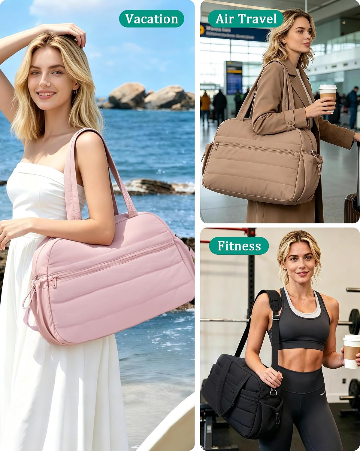 Duffle Bag for Travel, Weekender Carry on Bag for Women