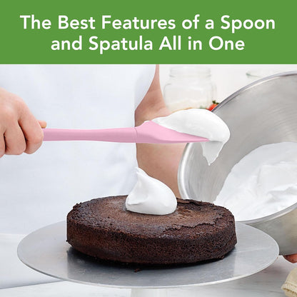 Silicone Spatula for Cooking Baking Mixing Scraping Bowls Heavy Duty Dishwasher Safe Large Long Handle BPA Free One Piece Silicone Spatula Kitchen Utensil Heat Resistant, Pink Sorbet