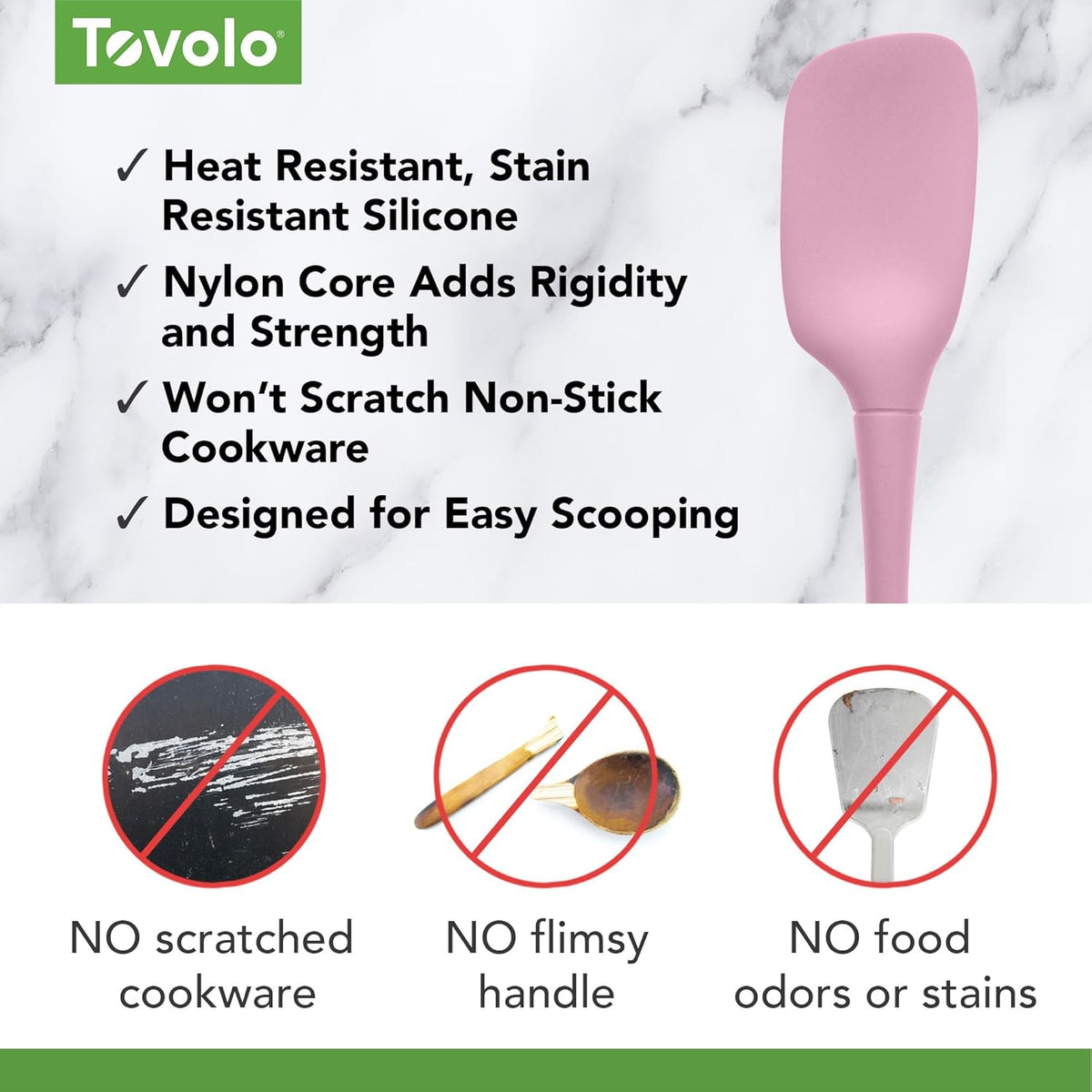 Silicone Spatula for Cooking Baking Mixing Scraping Bowls Heavy Duty Dishwasher Safe Large Long Handle BPA Free One Piece Silicone Spatula Kitchen Utensil Heat Resistant, Pink Sorbet