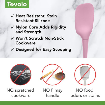 Silicone Spatula for Cooking Baking Mixing Scraping Bowls Heavy Duty Dishwasher Safe Large Long Handle BPA Free One Piece Silicone Spatula Kitchen Utensil Heat Resistant, Pink Sorbet