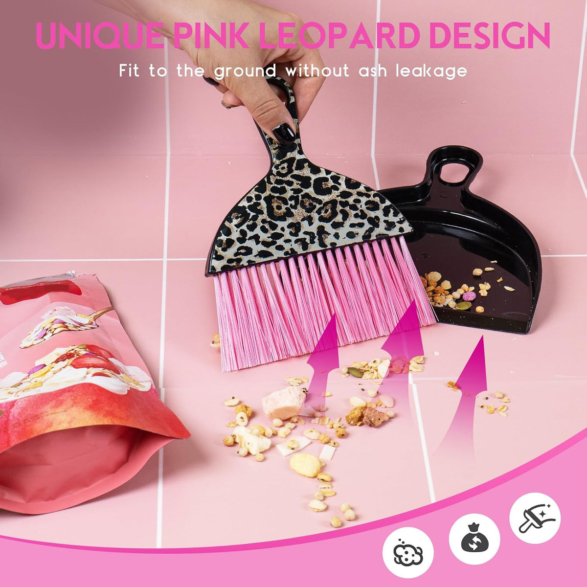 2PCS Small Dust Pan and Brush Set, Mini Broom Dustpan Kit