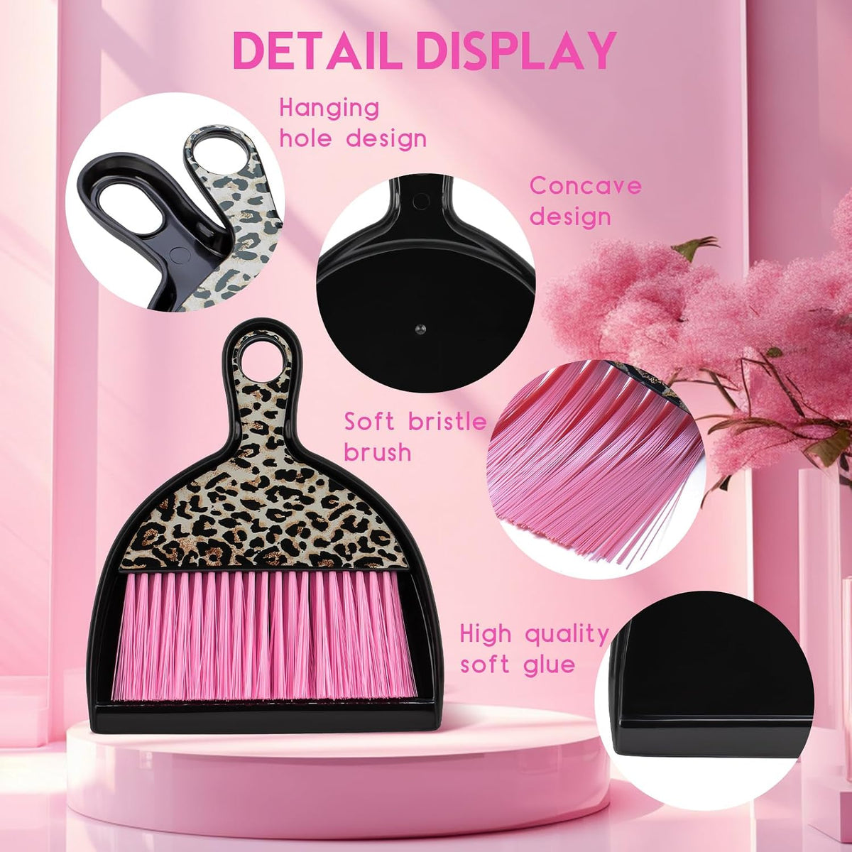 2PCS Small Dust Pan and Brush Set, Mini Broom Dustpan Kit