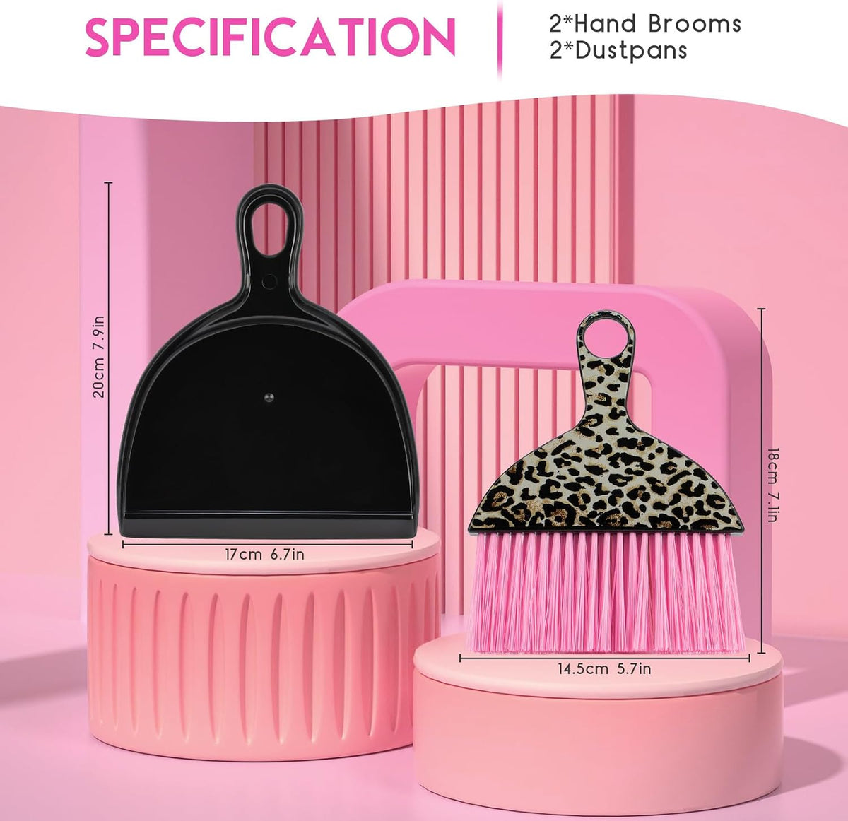 2PCS Small Dust Pan and Brush Set, Mini Broom Dustpan Kit