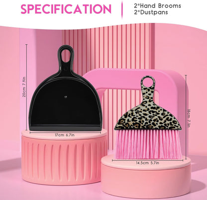 2PCS Small Dust Pan and Brush Set, Mini Broom Dustpan Kit