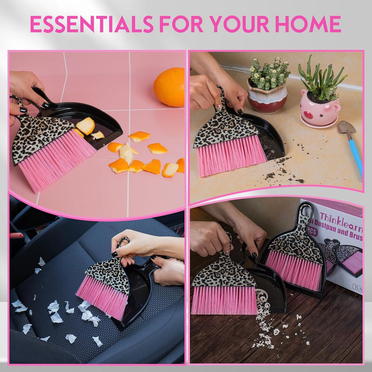 2PCS Small Dust Pan and Brush Set, Mini Broom Dustpan Kit