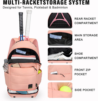 Goloni Tennis bag with Shoe Compartment for Men Women, Holds 2 Rackets