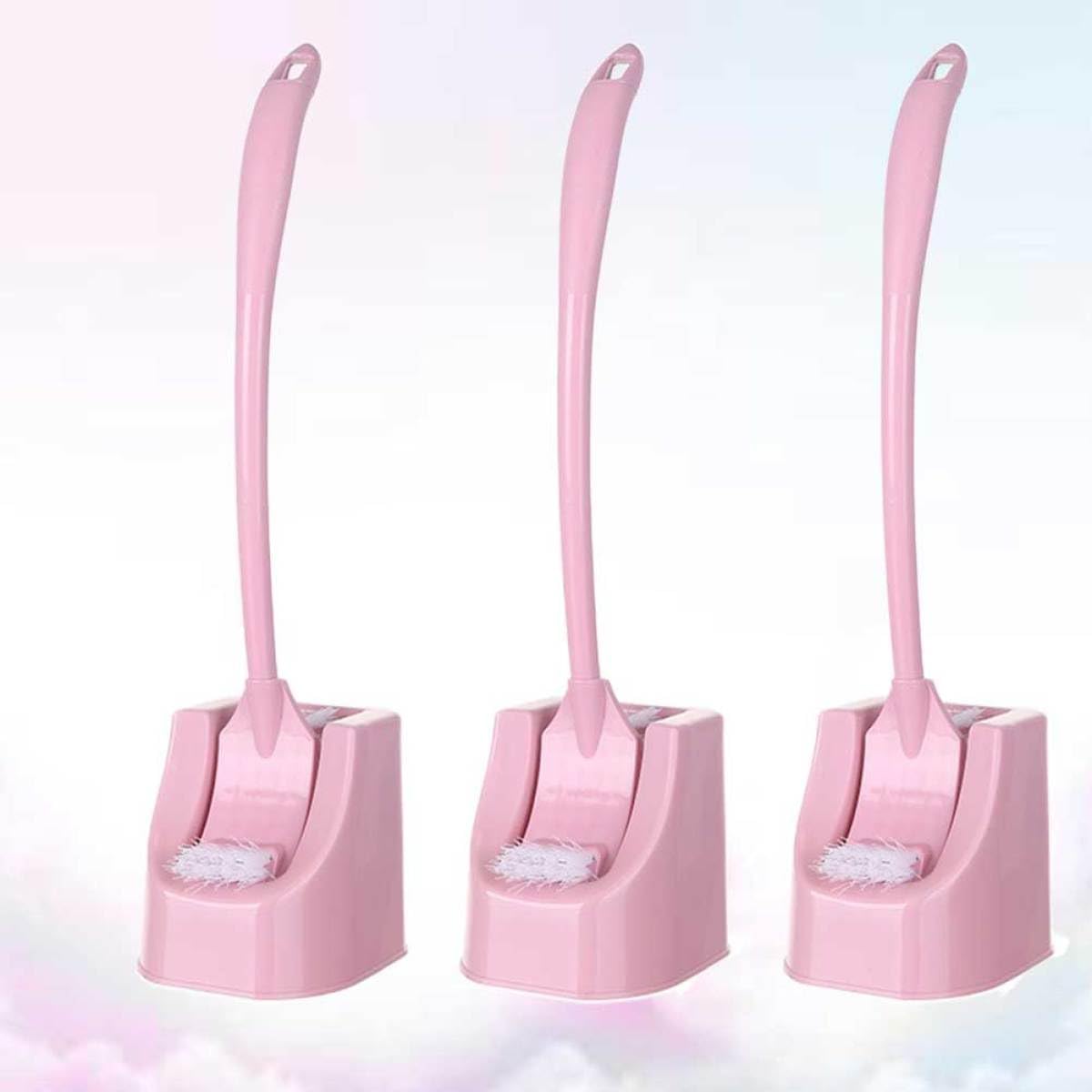 Toilet Brush Set Corner Cleaner with Base, 3 Piece Long Handle