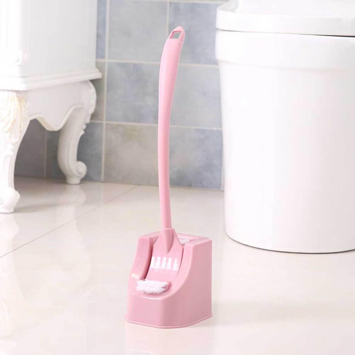 Toilet Brush Set Corner Cleaner with Base, 3 Piece Long Handle