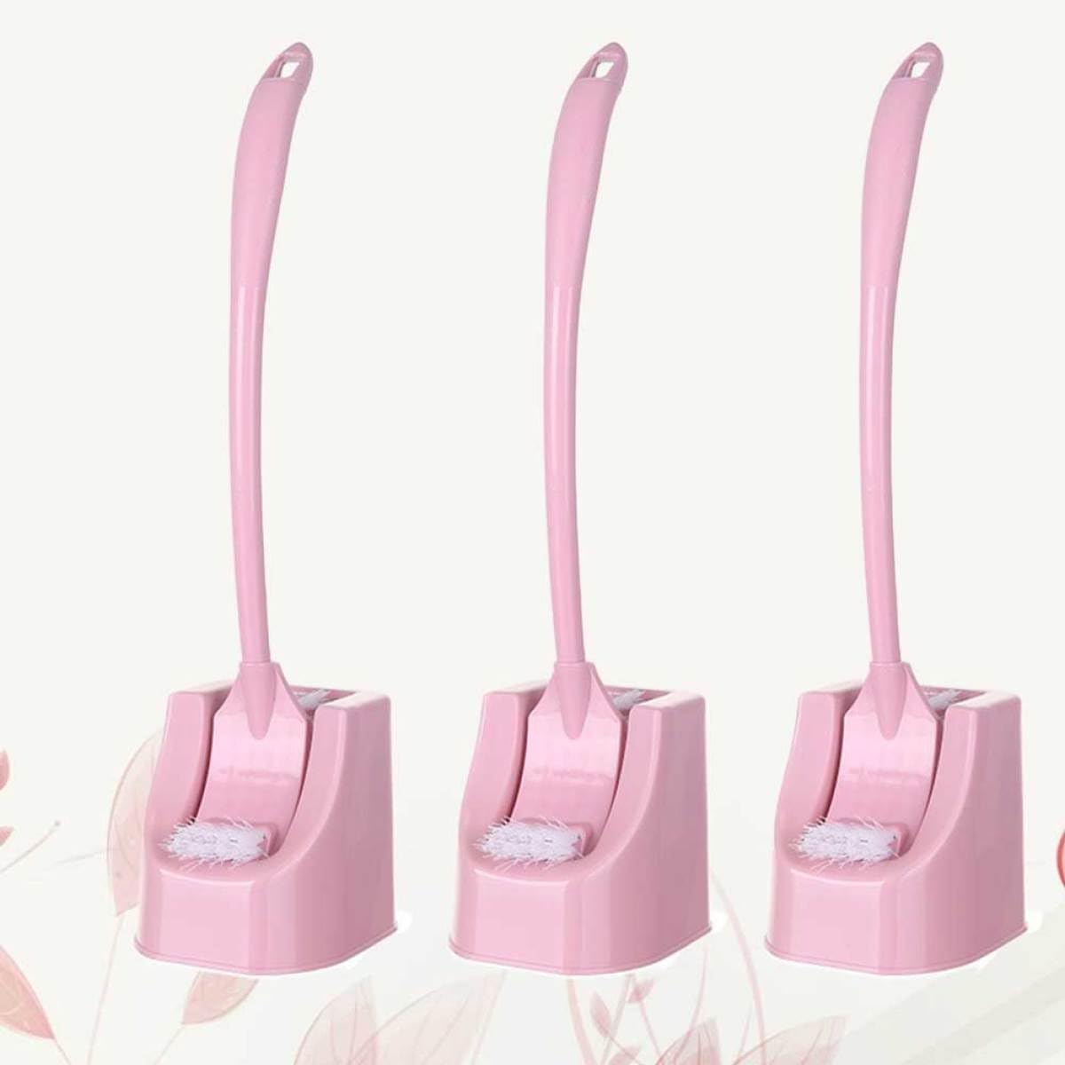 Toilet Brush Set Corner Cleaner with Base, 3 Piece Long Handle