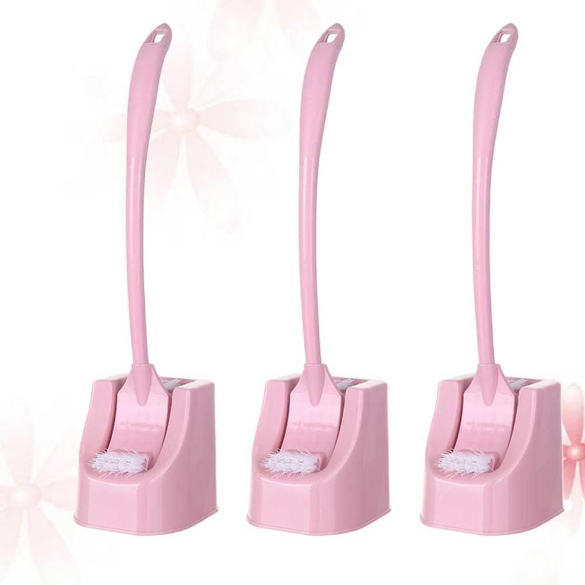 Toilet Brush Set Corner Cleaner with Base, 3 Piece Long Handle