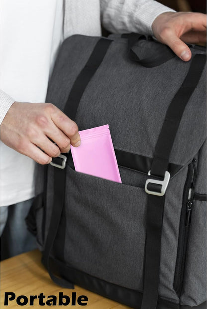 100 Pcs Odor Proof Resealable Mylar Bags (Pink, 6.3" x 9.4")
