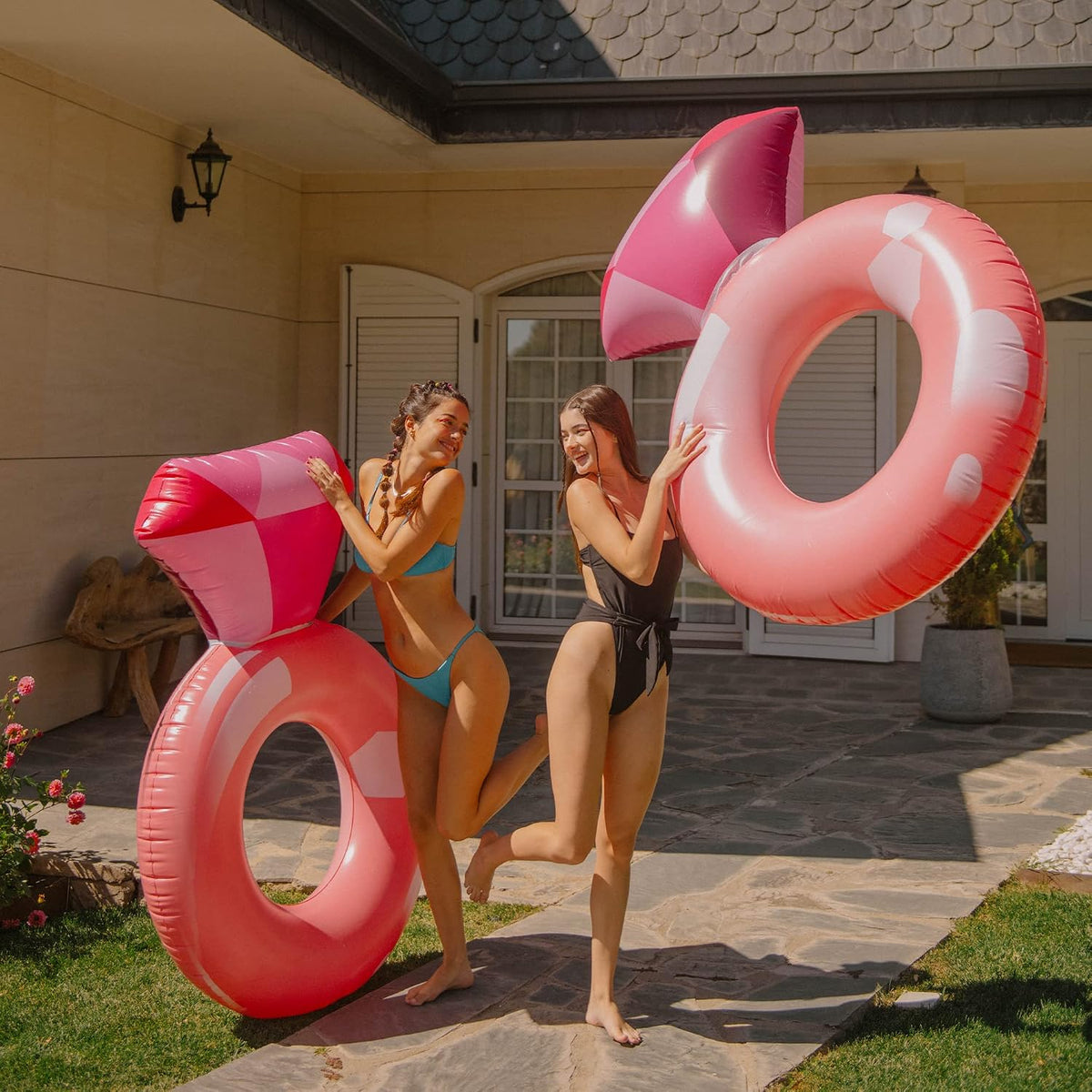 Bachelorette Pool Floats for Adults Inflatable Diamond Ring Floatie 63" x 43" Bachelorette Party Favors Bride Pink Pool Float for Engagement Wedding Bachelorette Pool Party