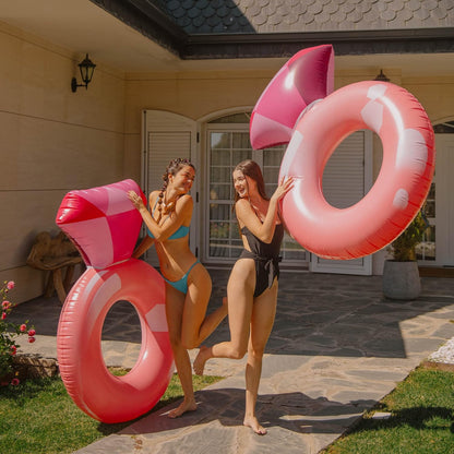Bachelorette Pool Floats for Adults Inflatable Diamond Ring Floatie 63" x 43" Bachelorette Party Favors Bride Pink Pool Float for Engagement Wedding Bachelorette Pool Party