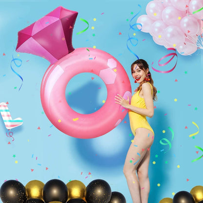 Bachelorette Pool Floats for Adults Inflatable Diamond Ring Floatie 63" x 43" Bachelorette Party Favors Bride Pink Pool Float for Engagement Wedding Bachelorette Pool Party