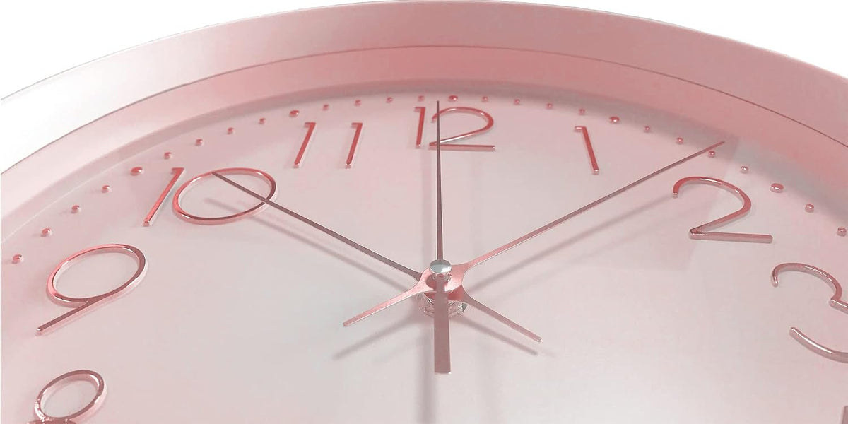 Pink Wall Clock Silent Non-Ticking, 12in Analog Wall Clock in Battery Operated，Cute Decorative Clock for School Office Classroom Bedroom Kitchen Living Room Nursery Decor