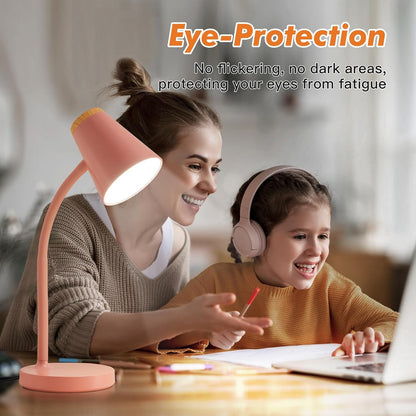 EJIAXIN Desk Lamps for Home Office - Small LED Desk Lamp Touch Dimmable Reading Light for College Dorm Room - Adjustable Flexible Gooseneck Table Lamp for Bedside Bedroom Nightstand Pink