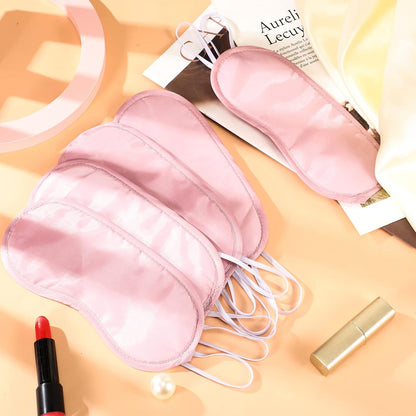 100 Pieces Silk Eye Sleeping Mask Bulk with Adjustable Strap Christmas Blackout Eye Cover Gifts for Night Blindfold for Women Men Comfortable Travel Sleep(Pink)