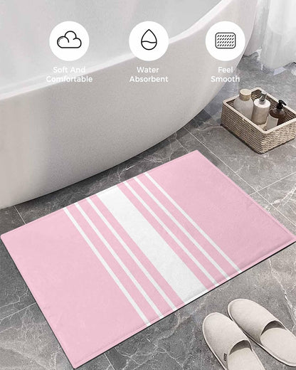 Bathroom Rug Bath Mat,Modern Pink Stripes Absorbent Non Slip Soft Microfiber Shaggy Plush Bath Rugs for Shower,Abstract Geometric Line 16"x24"
