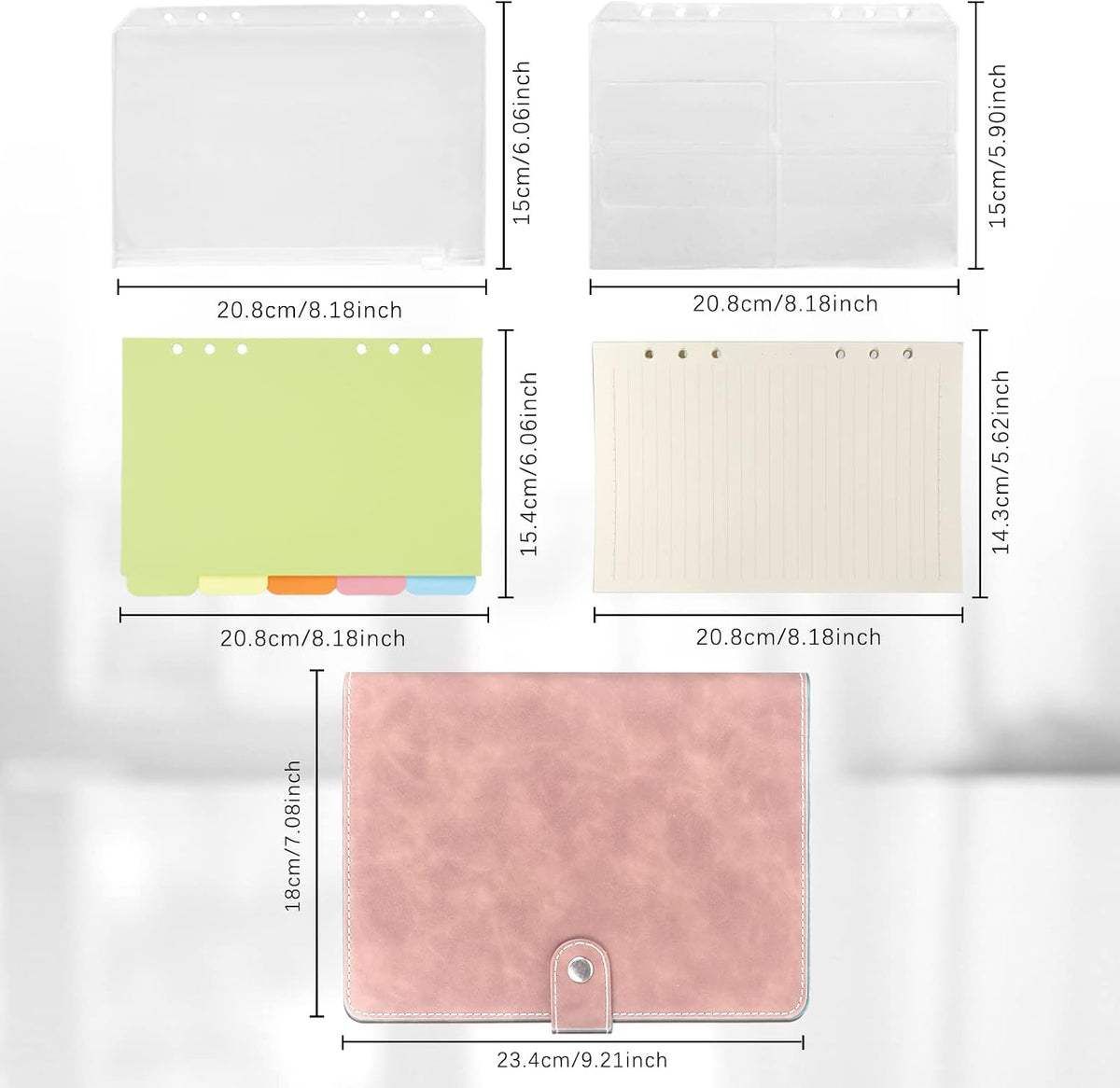 A5 Binder Refillable Planner Notebook 6 Ring, Pink