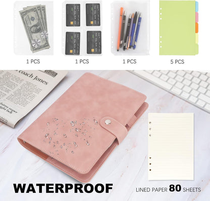 A5 Binder Refillable Planner Notebook 6 Ring, Pink