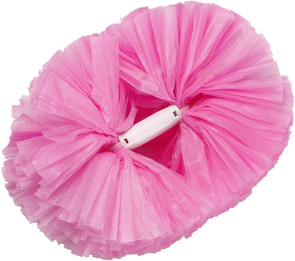 10 pcs Plastic Cheerleading Pom Poms for Kids with Handle Matte Cheer Pom for Dance Sports Holiday Celebration (Pink)