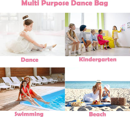 Little Girls Glitter Bag with Waterproof Wet Pocket for Ballet