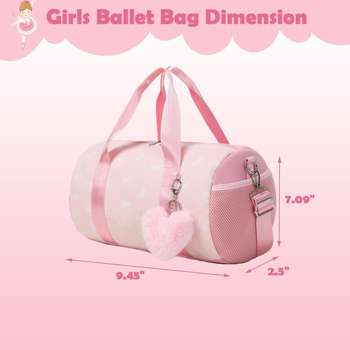 Little Girls Glitter Bag with Waterproof Wet Pocket for Ballet