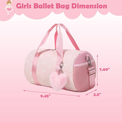 Little Girls Glitter Bag with Waterproof Wet Pocket for Ballet