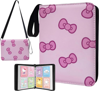 400 Pockets Pink Card Binder,Portable Shoulder Strap,Waterproof PU Bag,B292