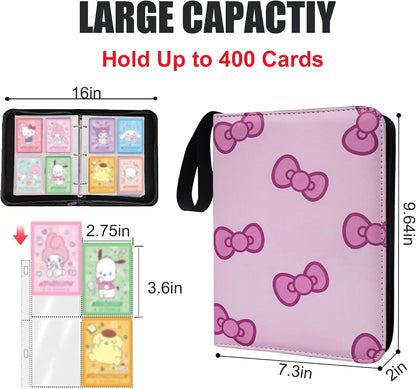 400 Pockets Pink Card Binder,Portable Shoulder Strap,Waterproof PU Bag,B292