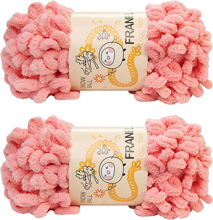 Loop Yarn, Chunky Chenille Finger Knitting Yarn 100g, 2-Pack (Peach)