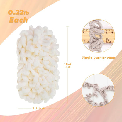 Loop Yarn, Chunky Chenille Finger Knitting Yarn 100g, 2-Pack (Peach)