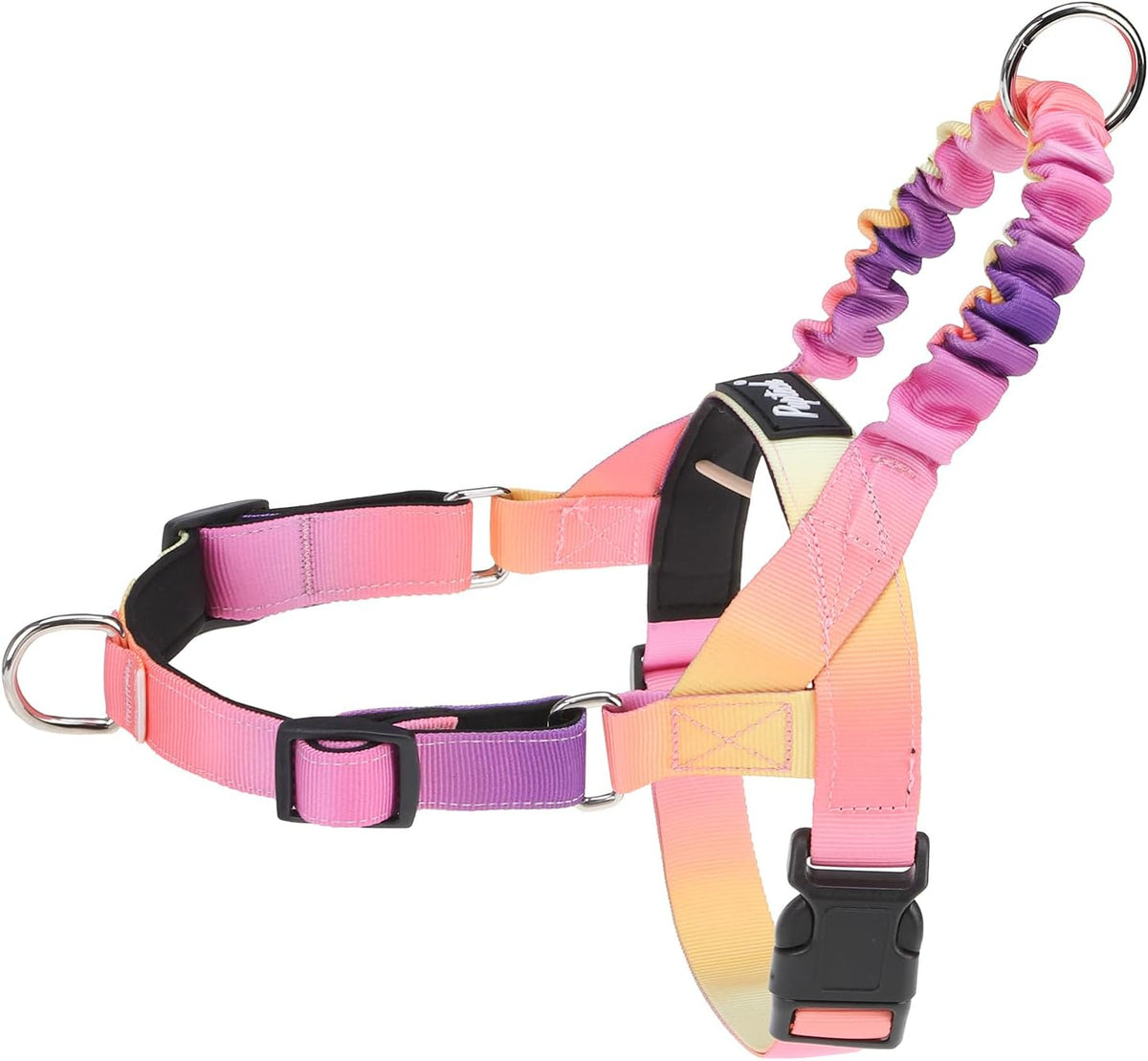 No Pull Dog Harness Small Sized Dog, Adjustable Reflective Pet Vest Harness with Bungee Handle, Escape Proof No Choke Harness for Small Dogs Walking Training, Pink & Purple L