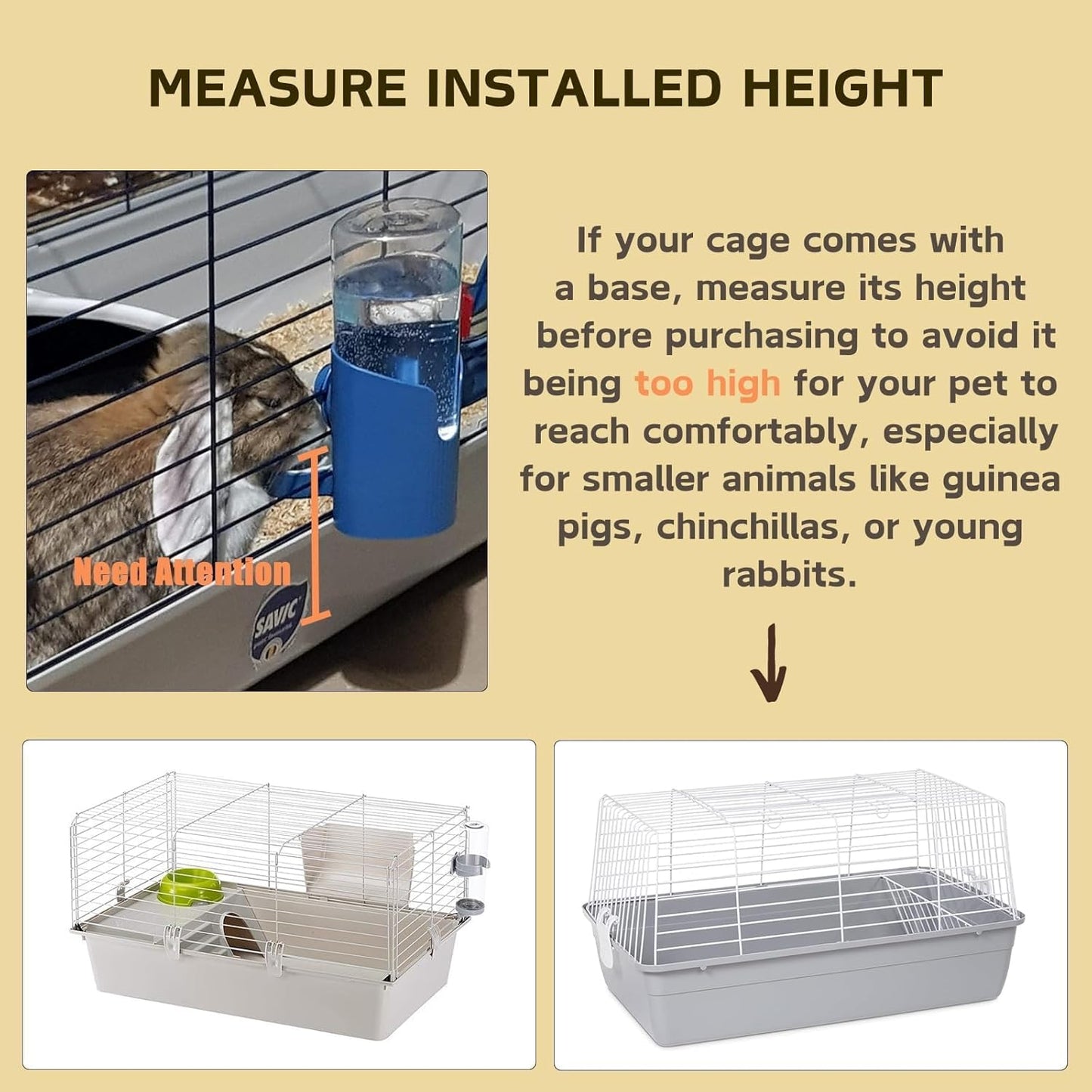 Rabbit Water Bottle, 600ml/21oz Hanging Water Dispenser Feeder Cage Crate Hutch Bunny Puppy Cat Chinchilla Ferret Guinea Pigs Squirrel Hedgehog (Pink)