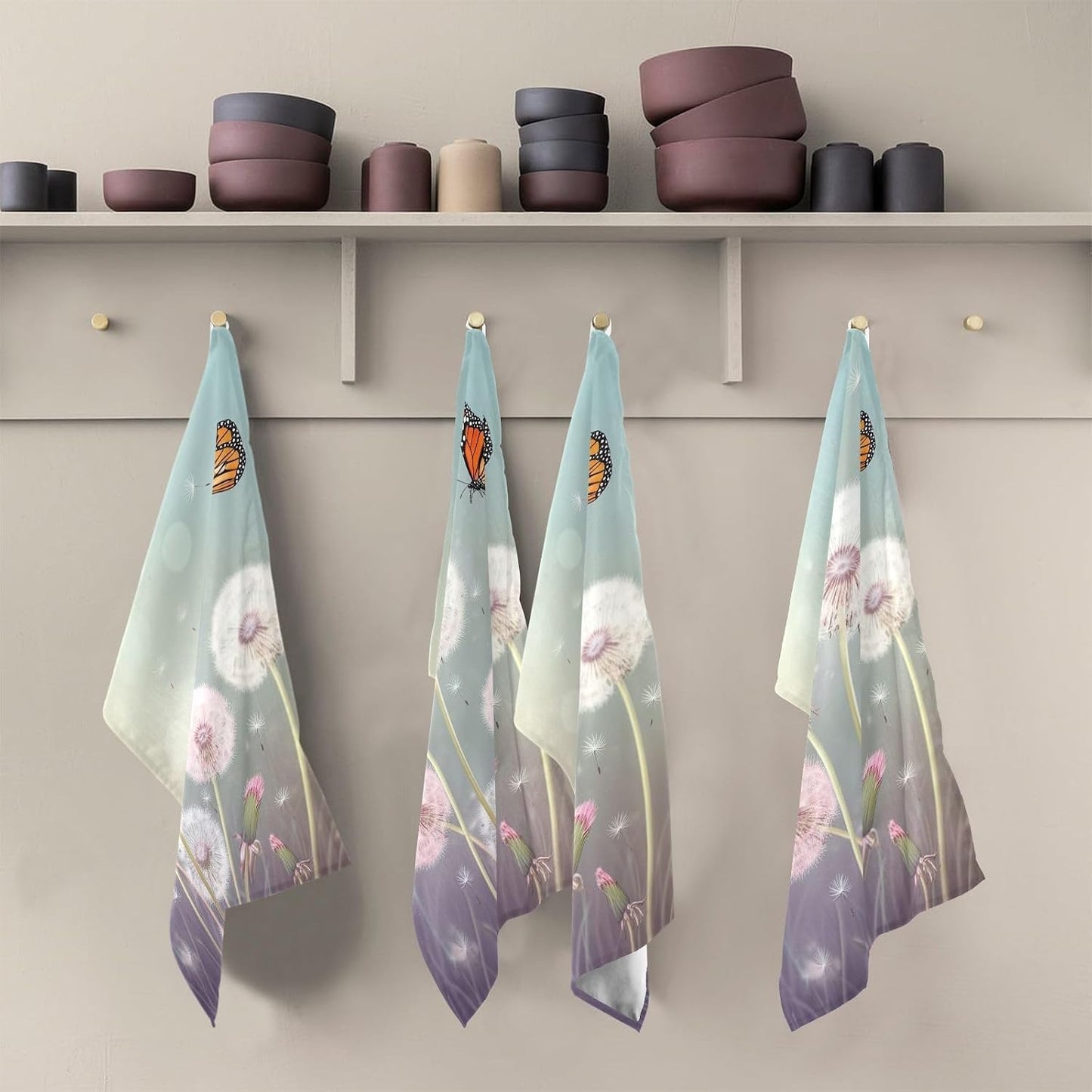Pink Dish Towels for Kitchen Decorative Pastel Pink Flower Floral Tea Towel Cute for Drying Dishes Absorbent Soft 18 x 28 Inch, 6 Packs
