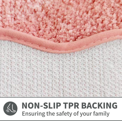 Scalloped Coral Pink Bathroom Rugs Mat,Non Slip Absorbent Quick Dry Bath Mats for Shower Room,Plush Microfiber Bath Rug for Bathroom Floor Washable Carpet for Shower Tub Sink Bedroom,16"x24"